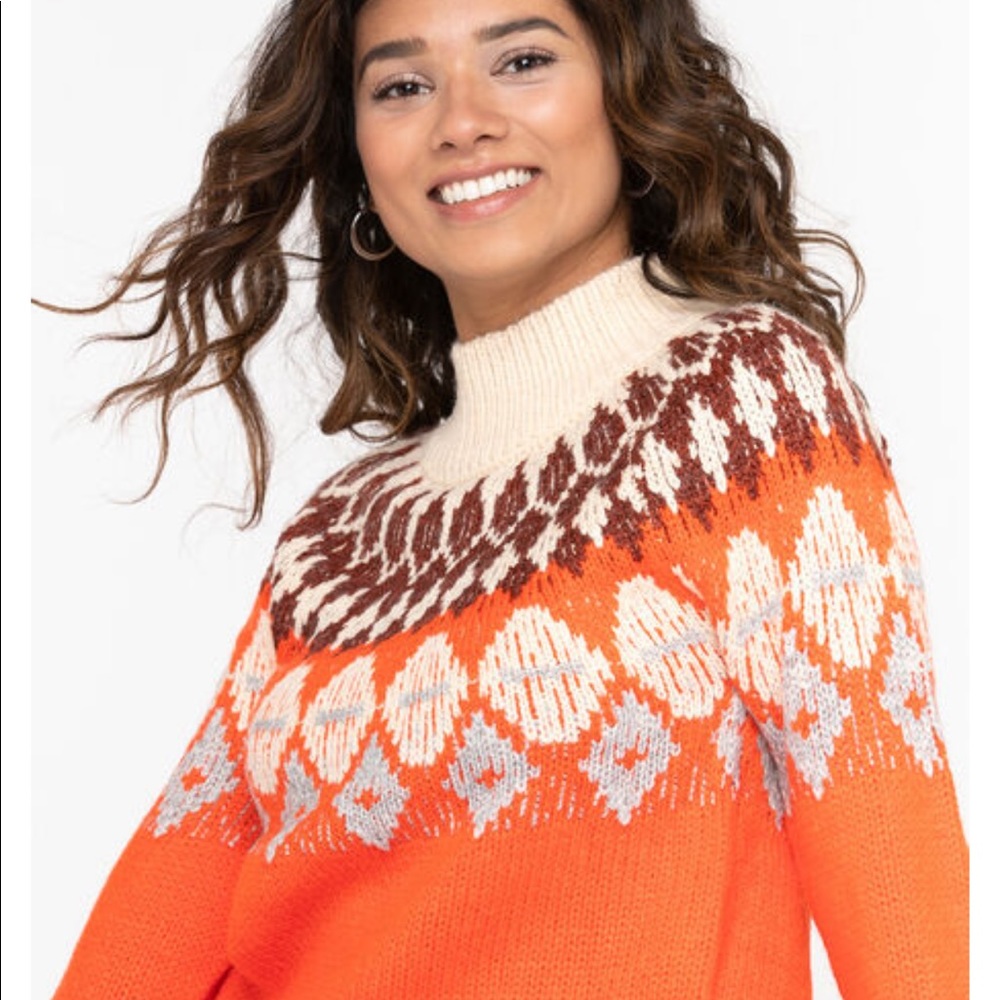 FAIR ISLE MOCK NECK SWEATER SMALL - Picture 10 of 11